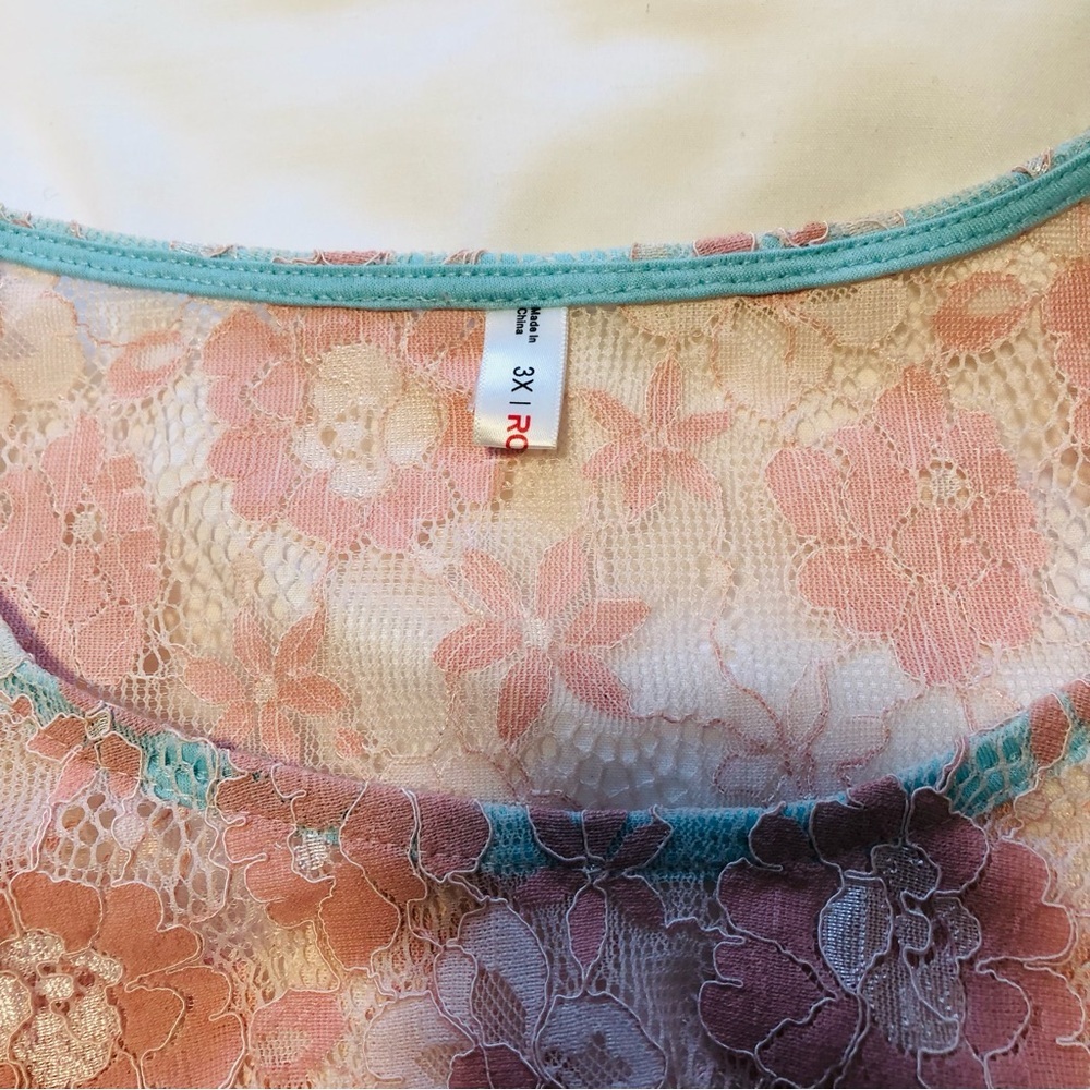 Rosegal Plus Size 3X(fits1X) 2 piece, Mint Dress Peach Lace Tie Crop, Maternity - Picture 15 of 16